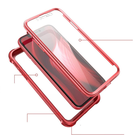 Case for iPhone 11, Dexnor Full Body Rugged, transparent / red
