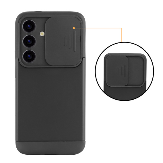 Case for Samsung Galaxy S24, ERBORD CamProtect Slide Camera, black