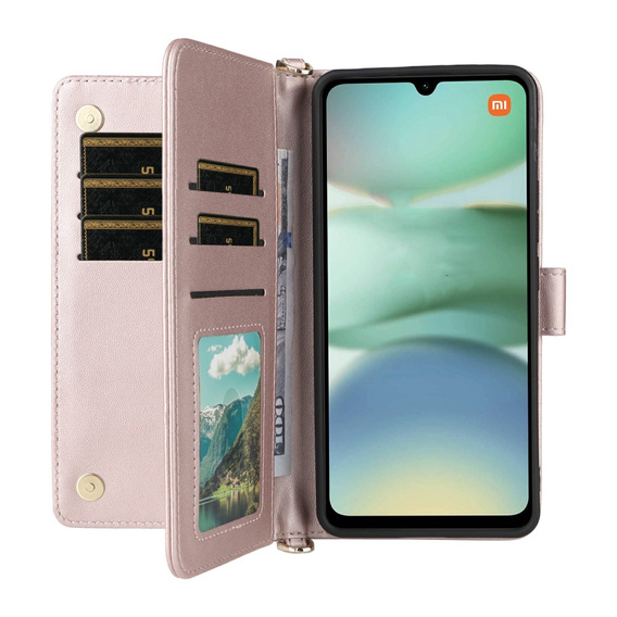 Crossbody Leather Wallet flip case for Xiaomi Redmi A5, pink