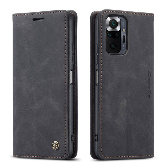CASEME case for Xiaomi Redmi Note 10 Pro, Leather Wallet Case, black