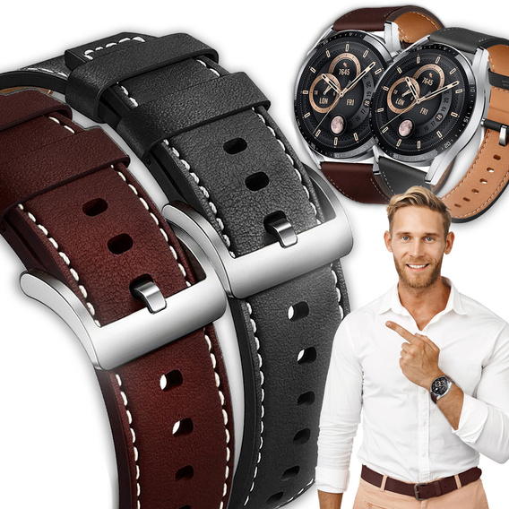 22mm Genuine Leather Coated Silicone Watch Band - Brown