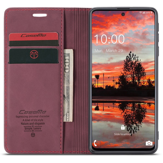 CASEME case for Samsung Galaxy A33 5G, Leather Wallet Case, red