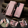 CASEME case for Samsung Galaxy A56 5G, Retro Leather Wallet, with strap, pink