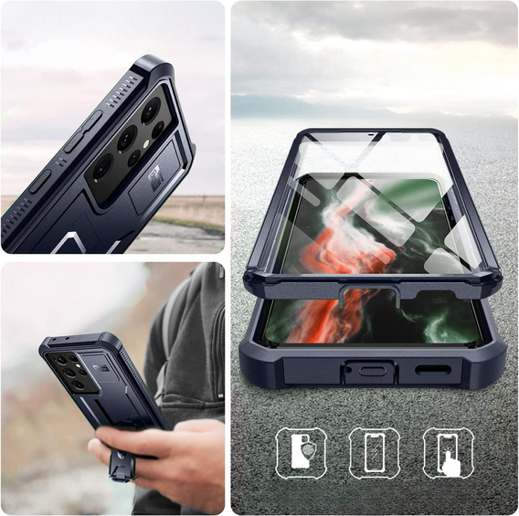 Armored case for Samsung Galaxy S21 Ultra, Dexnor Full Body, blue