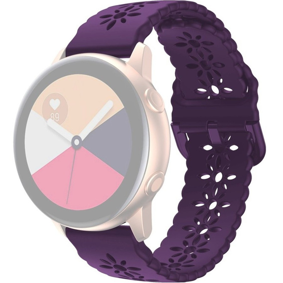 Silicone strap for 20mm Soft Hollowed-out, Dark Purple