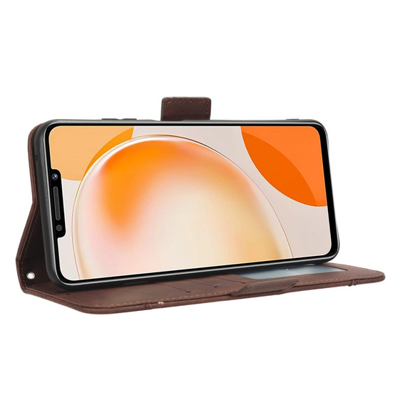 Flip case for Huawei Nova Y91 4G, Card Slot, brown
