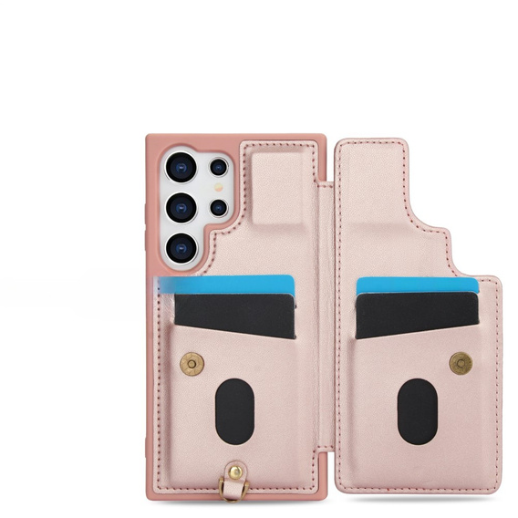 Case for Samsung Galaxy S25 Ultra, Leather Flower Card Slot, pink