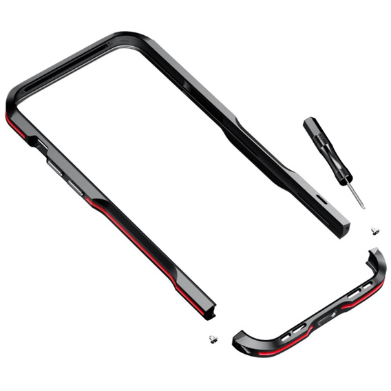 Case LUPHIE for iPhone 14, Armor Bumper, black / red