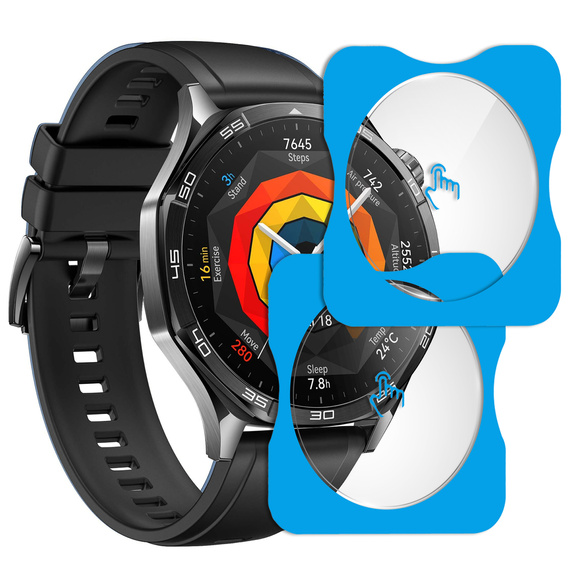 2x ERBORD Tempered Glass for Huawei Watch GT 5 46mm, with mounting frame