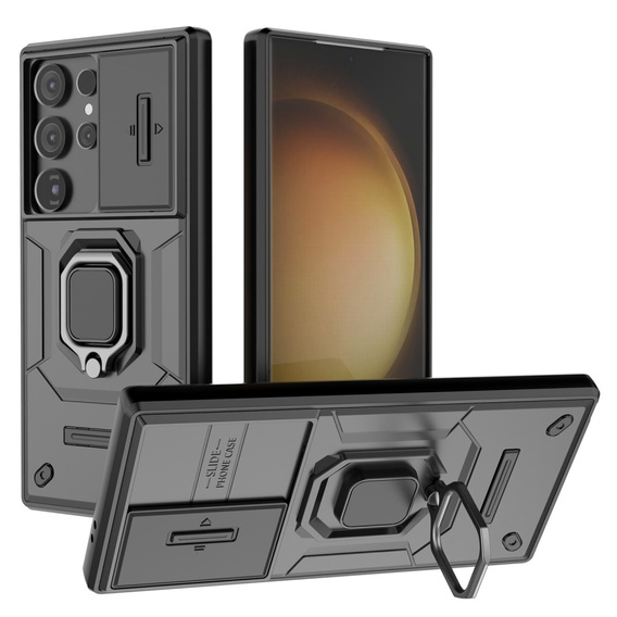 Case for Samsung Galaxy S24 Ultra, KickStand Camera Lens, black