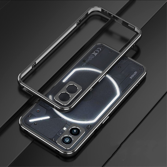 Case for Nothing Phone 2a, Armor Bumper, with lens cover, black / silver