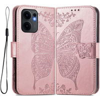 Flip case for Oppo Reno 13F / Oppo Reno 13FS, Butterfly, pink rose gold