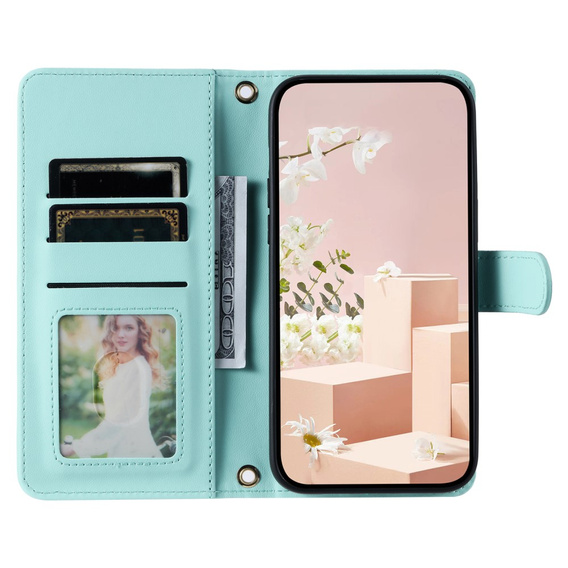Flip case for iPhone 16 Plus, Rhombus Crossbody Leather, green