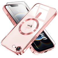 Case for iPhone 16E, Electro MagSafe, pink + Screen Glass
