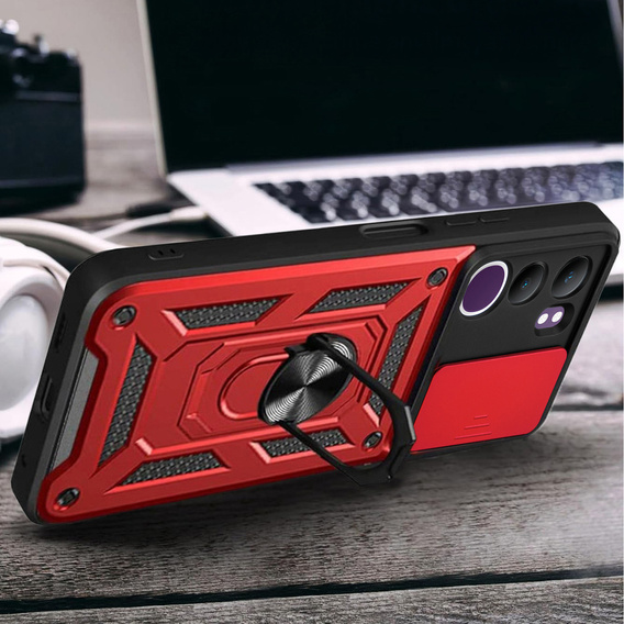 Case for Vivo V50 Lite 4G / 5G, CamShield Slide, red