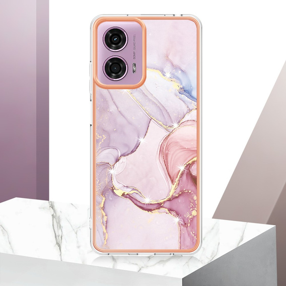 Protective Case for Motorola Moto G24 / G24 Power / G04, Marble Slim Case, pink