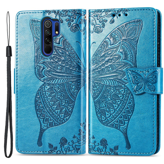 Flip case for Xiaomi Redmi 9, Butterfly, blue