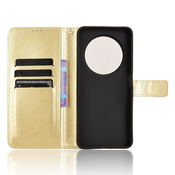 Flip case for Xiaomi Redmi 14C / Xiaomi Poco C75, Crazy Horse Wallet, gold