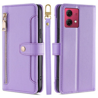 Flip case for Motorola Moto G84 5G, Wallet Zipper Pocket, purple
