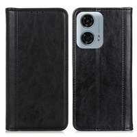 Case for Motorola Moto G24 / G24 Power / G04, Wallet Litchi Leather, black