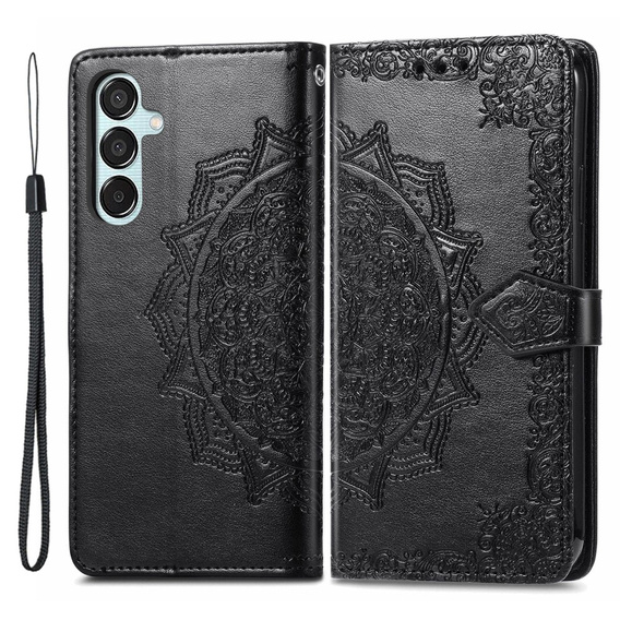 Flip case for Samsung Galaxy M15 5G, Mandala, black