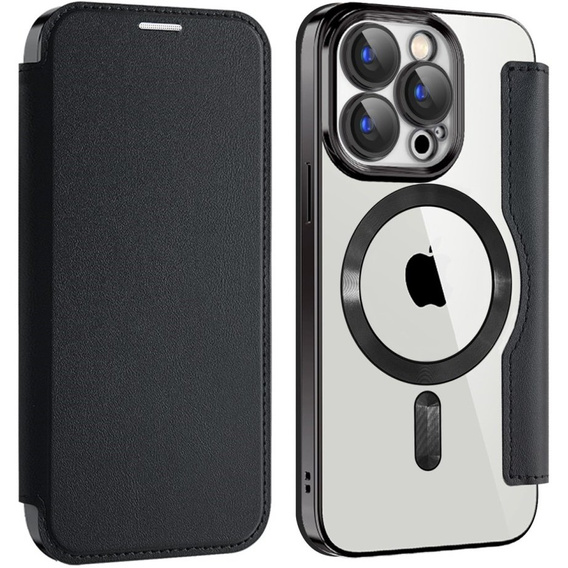 Flip case for iPhone 15 Pro, RFID Wallet MagSafe CamShield, black