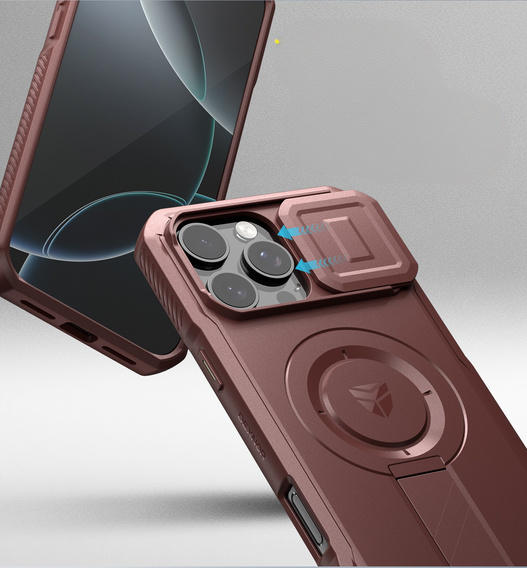 Armored case for iPhone 16 Pro Max, Dexnor CamProtect MagSafe, red