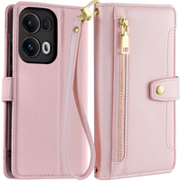 Flip case for Oppo Reno 13 Pro, Wallet Zipper Pocket, pink