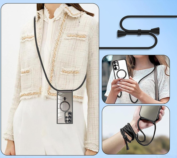 Case for Samsung Galaxy S25 Ultra, Electro MagSafe, black + Lanyard