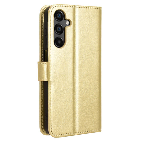 Flip case for Samsung Galaxy M55 5G, Crazy Horse Wallet, gold