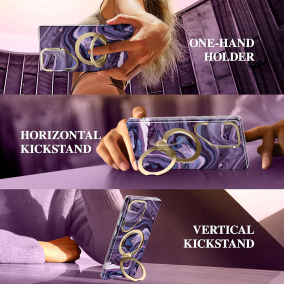 GVIEWIN MagSafe Stand Case for Samsung Galaxy S25 Ultra – Quicksand/Purple