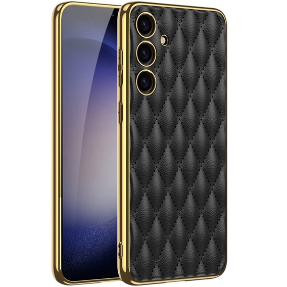 Case for Samsung Galaxy S24, Leather Rhombus, black