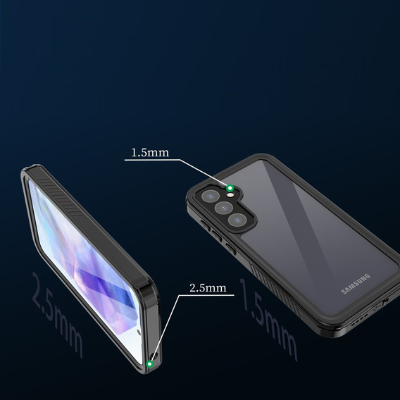 IP68 Waterproof Case for Samsung Galaxy A55 5G, Redpepper, black