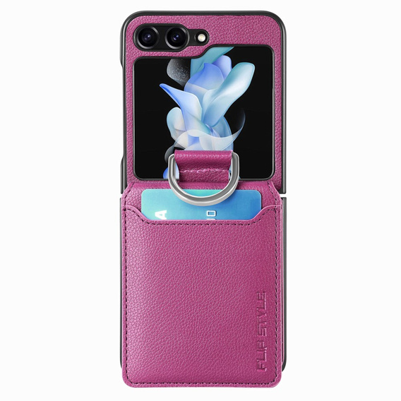 Case for Samsung Galaxy Z Flip7 FE / Z Flip6, Card Slot Ring Case, purple