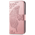 Flip case for Honor Magic 6 Lite 5G, Butterfly, pink rose gold