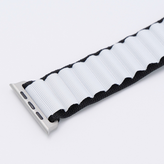 Nylon Strap for Apple Watch 1/2/3/4/5/6/7/8/SE/ULTRA 42/44/45/49mm, Black / White