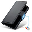 Case for Oppo Reno 12, ERBORD Glossy Litchi, wallet with flap, black
