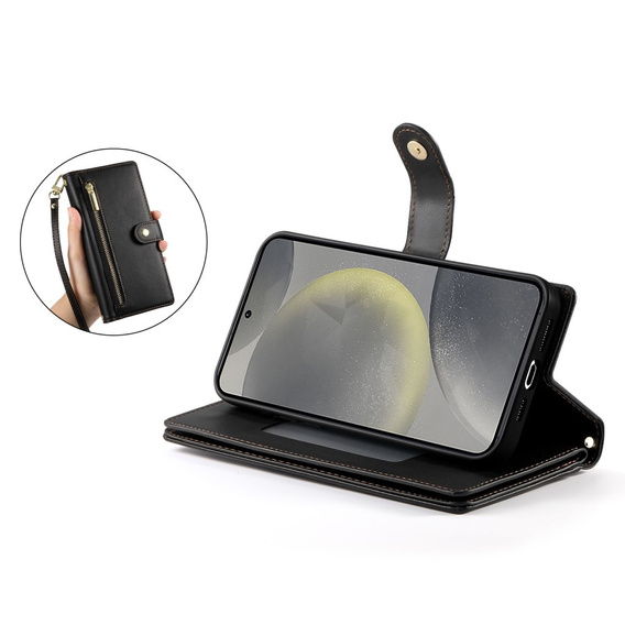 Flip case for Samsung Galaxy S25+ Plus, Wallet Zipper Pocket, black