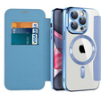 Flip case for iPhone 15 Pro, RFID Wallet MagSafe CamShield, blue