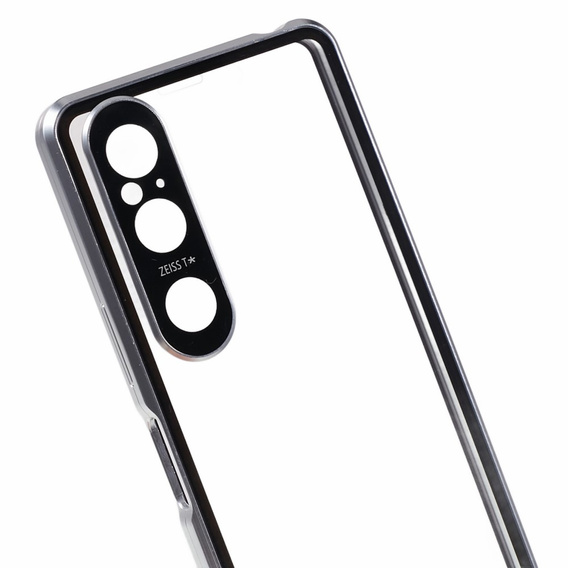 Case for Sony Xperia 1 V, Magnetic Dual Glass, silver