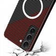 Case for Samsung Galaxy S23, Magsafe Slim Carbon, black / red