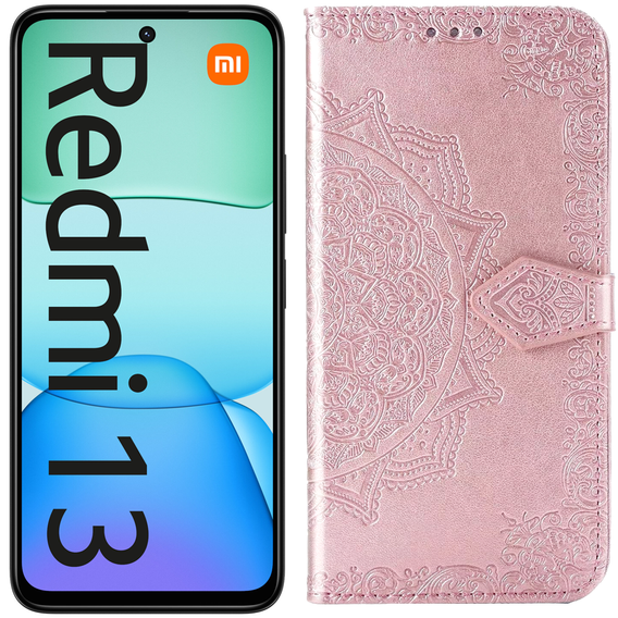 Flip case for Xiaomi Redmi 13, Mandala, pink