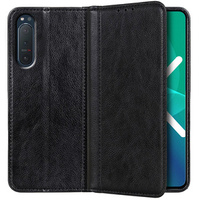Case for Sony Xperia 5 II, Wallet Litchi Leather, black