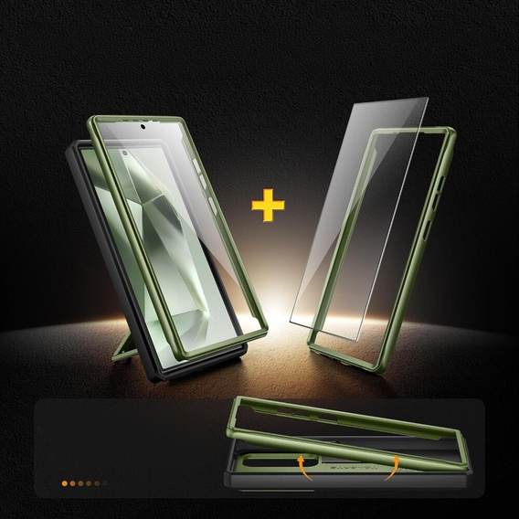 Case for Samsung Galaxy S24 Ultra, Tongate MECH Series with stand, green