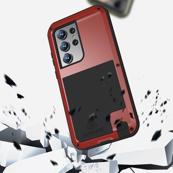 Love Mei Case for Samsung Galaxy S23 Ultra, armored without glass, red