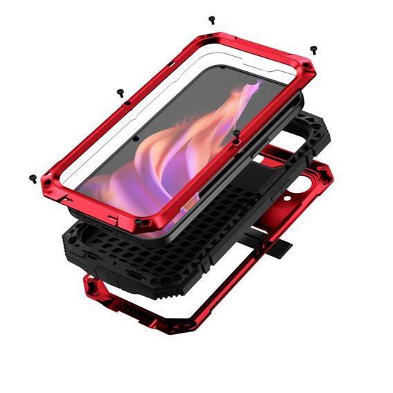 Case for iPhone 15, R-JUST, armoured, red / black