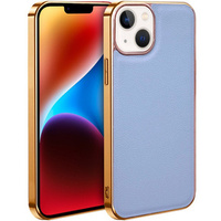 Case for iPhone 14 Plus, Cowhide Leather, blue