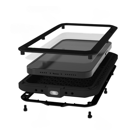 Love Mei Case for iPhone 15 Pro Max, armored with glass, black
