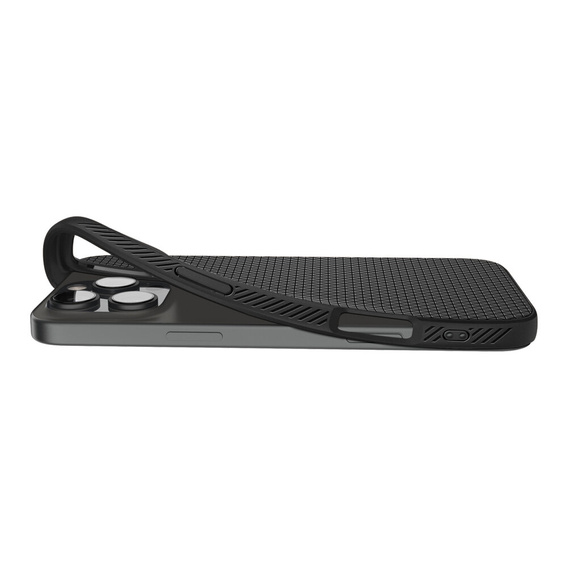 Spigen case for iPhone 16 Pro, Liquid Air, black + 9H Tempered Glass