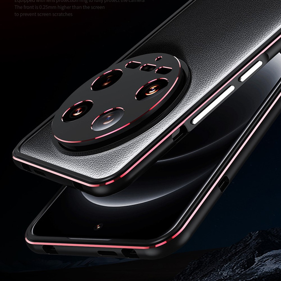 Case for Xiaomi 14 Ultra, Armor Bumper, with lens cover, black / red